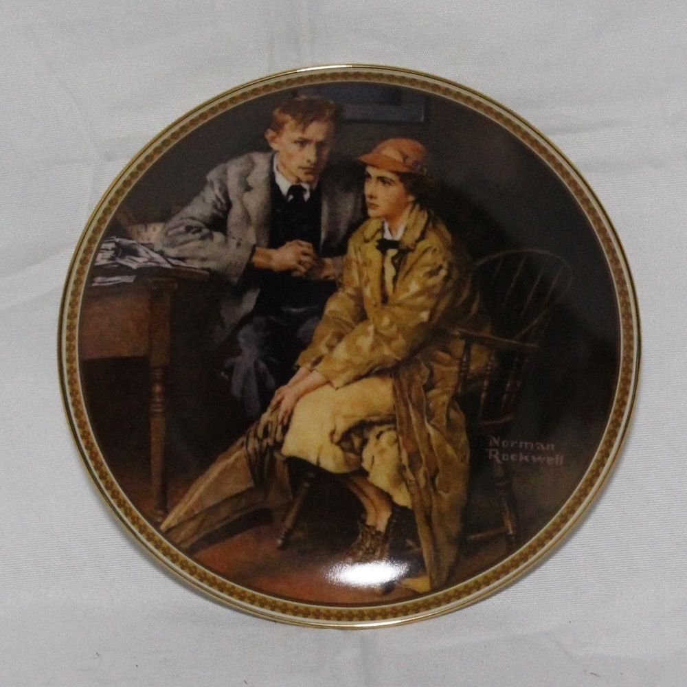 The Edwin M Knowles China Co.  "Confiding in the Den" Norman Rockwell.
